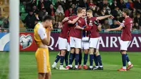 Bagi Haaland, itu adalah gol ke-39 dari 40 penampilan untuk timnas Norwegia sejak 2019. (AP Photo/Aurel Obreja)
