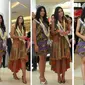 Dalam kunjungan resmi pertamanya, Miss Universe 2014 Paulina Vega terlihat mengenakan gaun batik khas cirebon dengan desain moderen.