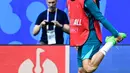 Pada pertandingan ini, Cristiano Ronaldo akan kembali menunjukkan eksistensinya memperkuat Timnas Portugal. (JOHN MACDOUGALL/AFP)
