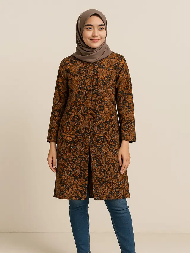 rekomendasi padu padan bawahan untuk tunik batik belah panjang