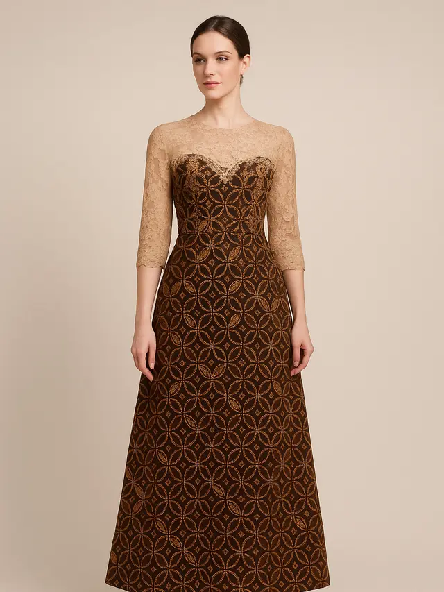Model Dress Batik Klasik Motif Kawung Modern