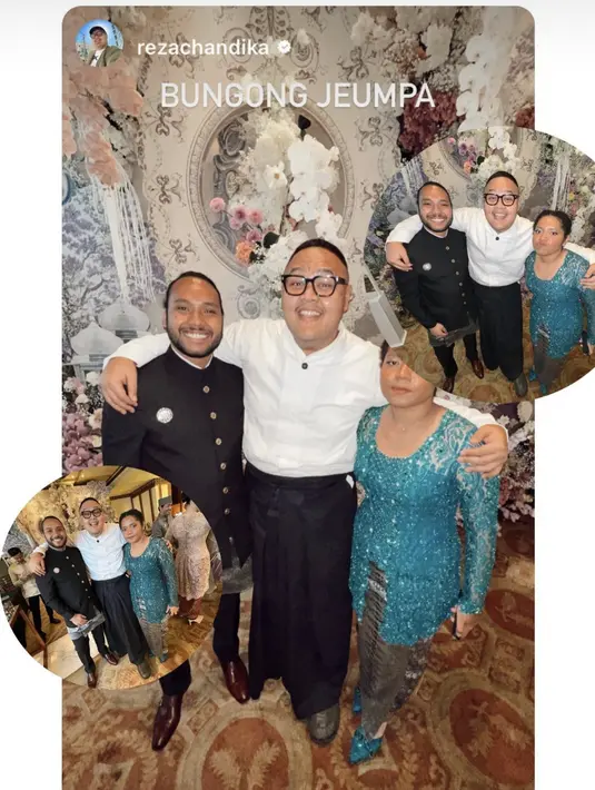 Casey Paquita dan keluarga mengenakan kebaya dari Fadlan Indonesia dengan warna nuansa hijau teal model kutubaru. [Foto: Instagram @rezachandika]