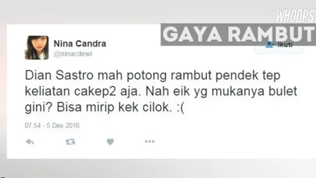 Dian Sastro jadi sorotan setelah mengubah gaya rambutnya.