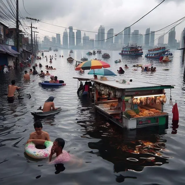 7 Potret Ilustrasi AI Jika Jakarta Tenggelam di Tahun 2030 Ini Bikin Gusar