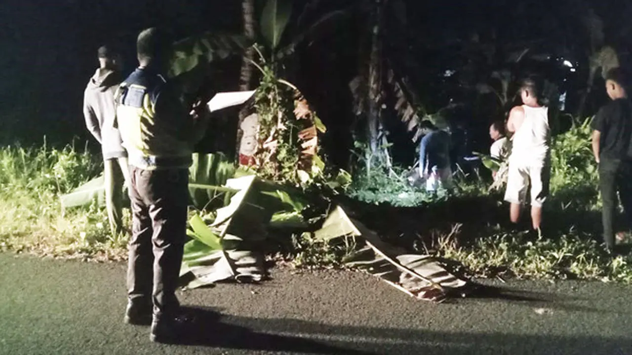 Pria Talaud ini kehilangan kendali, lalu sepeda motor yang dikendarainya keluar jalur dan menabrak pohon pisang.