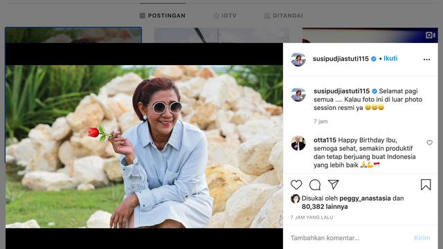 Unggahan Susi Pudjiastuti. (Foto: Instagram @susipudjiastuti115)