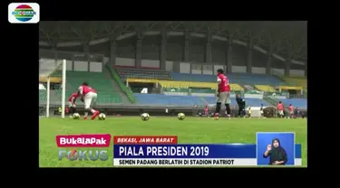 Sebelum hadapi Bhayangkara FC, Semen Padang adakan latihan di Stadion Patriot Candarabhaga, Bekasi.