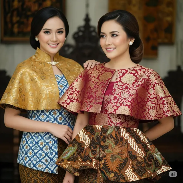 Model Batik Kombinasi Brokat Lengan Cape Elegan. Foto: Gemini