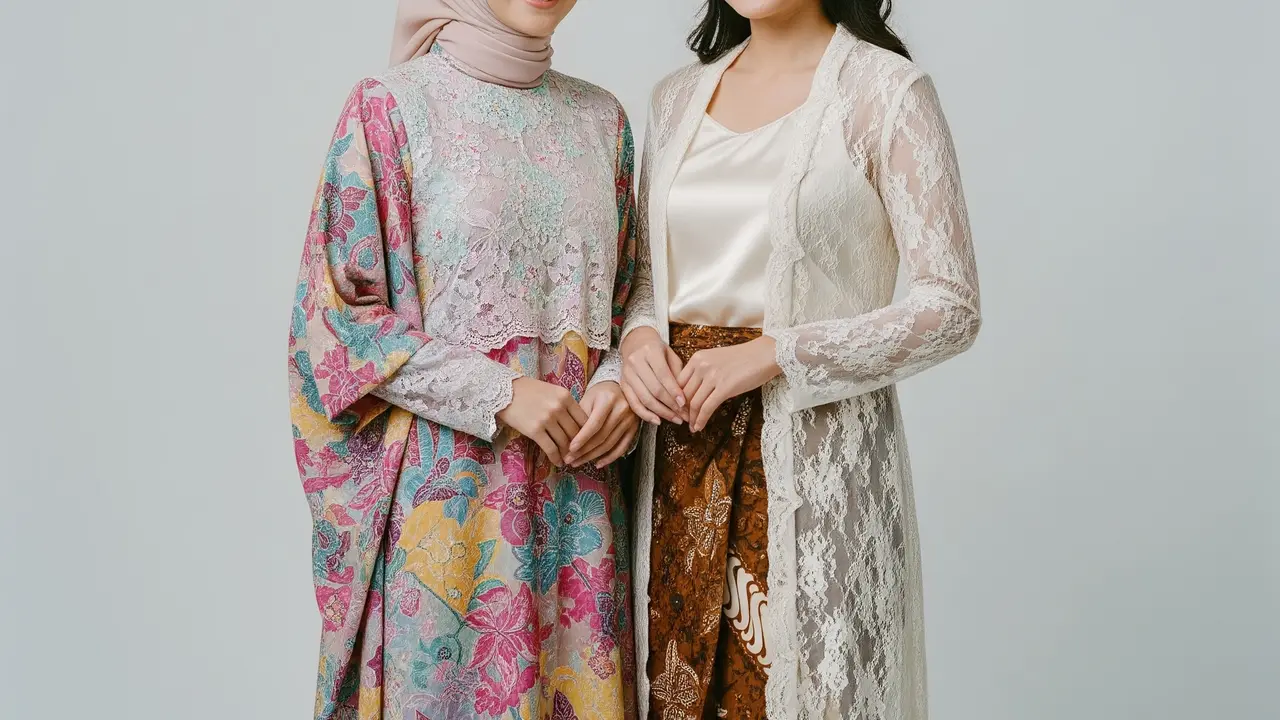 9 Model Baju Pesta Batik Kombinasi Brokat yang Mewah dan Elegan