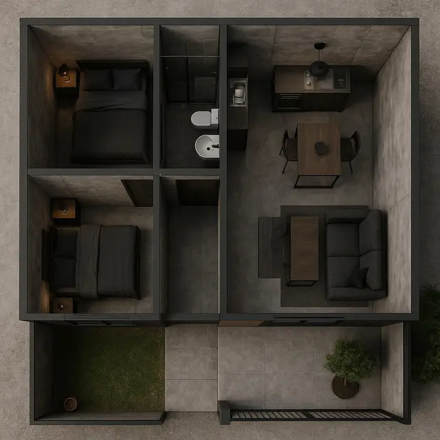 Gambar Desain Rumah Tipe 45 dengan 2 Kamar Tidur