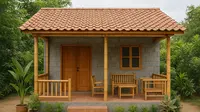 Model Rumah Kecil Tapi Cantik 4x6 Meter dari Batako dan Bambu/AI