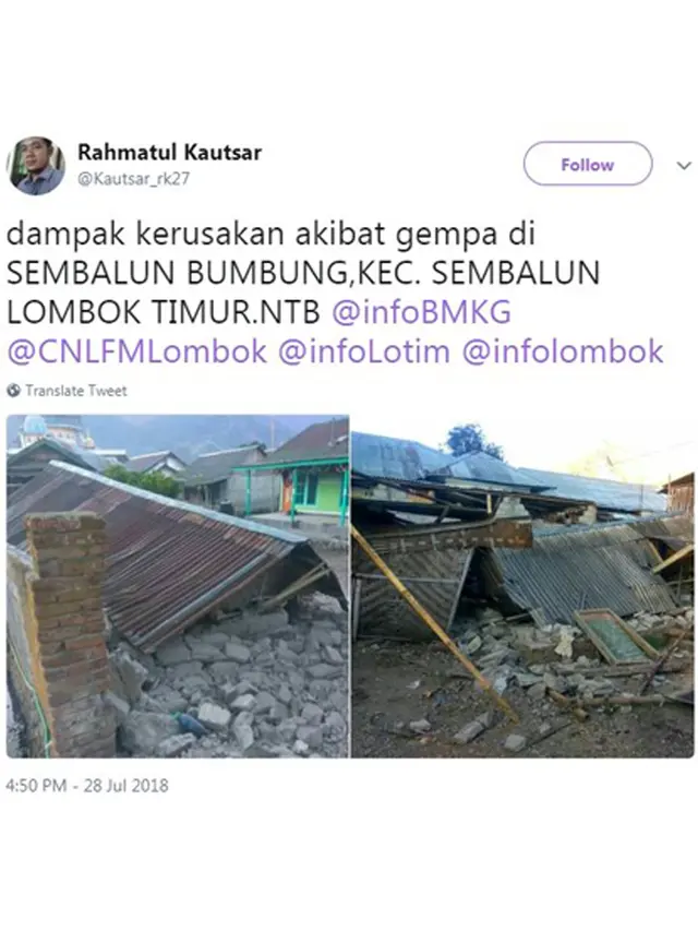 Potret Memilukan Gempa Lombok Bidikan Warga