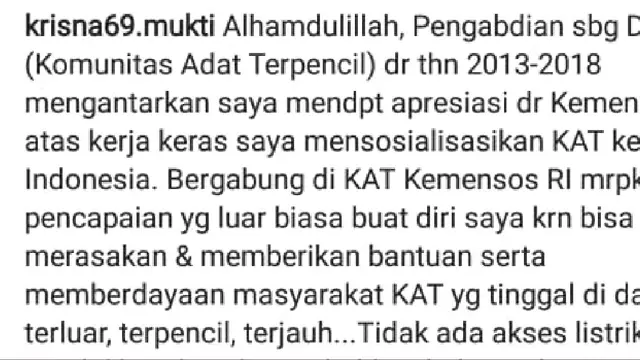 Curhat Krisna Mukti di Instagram