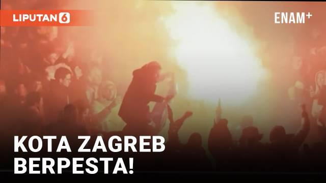 Kroasia berhasil raih posisi ketiga Piala Dunia 2022 usai menumbangkan Maroko 2-1. Kemenangan disambut pesta meriah di Zagreb Kroasia.