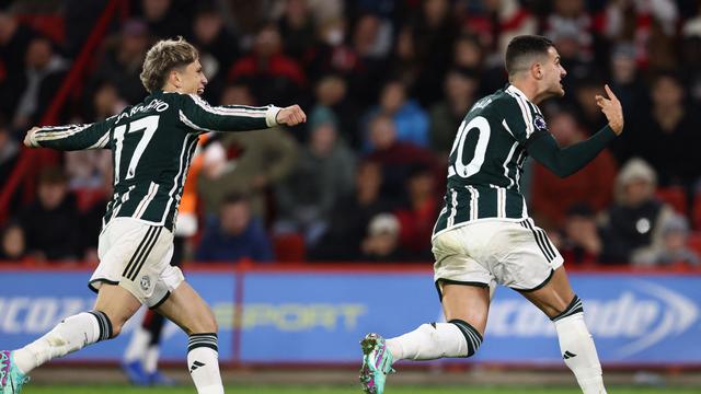 Selebrasi pemain Manchester United saat menjebol gawang Sheffield United