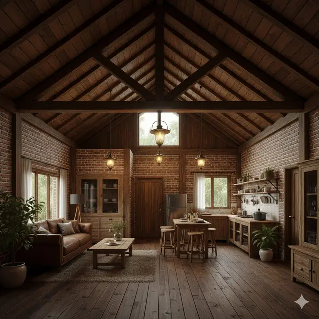 7 Model Rumah Kecil Tapi Luas dengan Atap Kayu Tinggi Bernuansa Alami, Tampilan Hangat dan Elegan