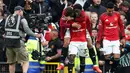 Manchester United berhasil meraih kemenangan penting saat menjamu Liverpool di Stadion Old Trafford, Minggu (3/5/2026) malam WIB. Kejar mengejar gol terjadi, namun gol Kobbie Mainoo memastikan tiga poin krusial buat Setan Merah. (AFP/Darren Staples)
