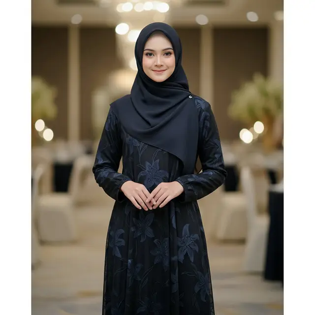 Model Gamis Bahan Katun Motif Bunga Terbaru 2025. Foto: Gemini