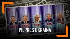 Volodymyr Zelensky, seorang komedian yang sementara unggul dalam Pilpres Ukraina yang berlangsung hari minggu kemarin mengalahkan capres petahana Presiden Petro Poroshenko