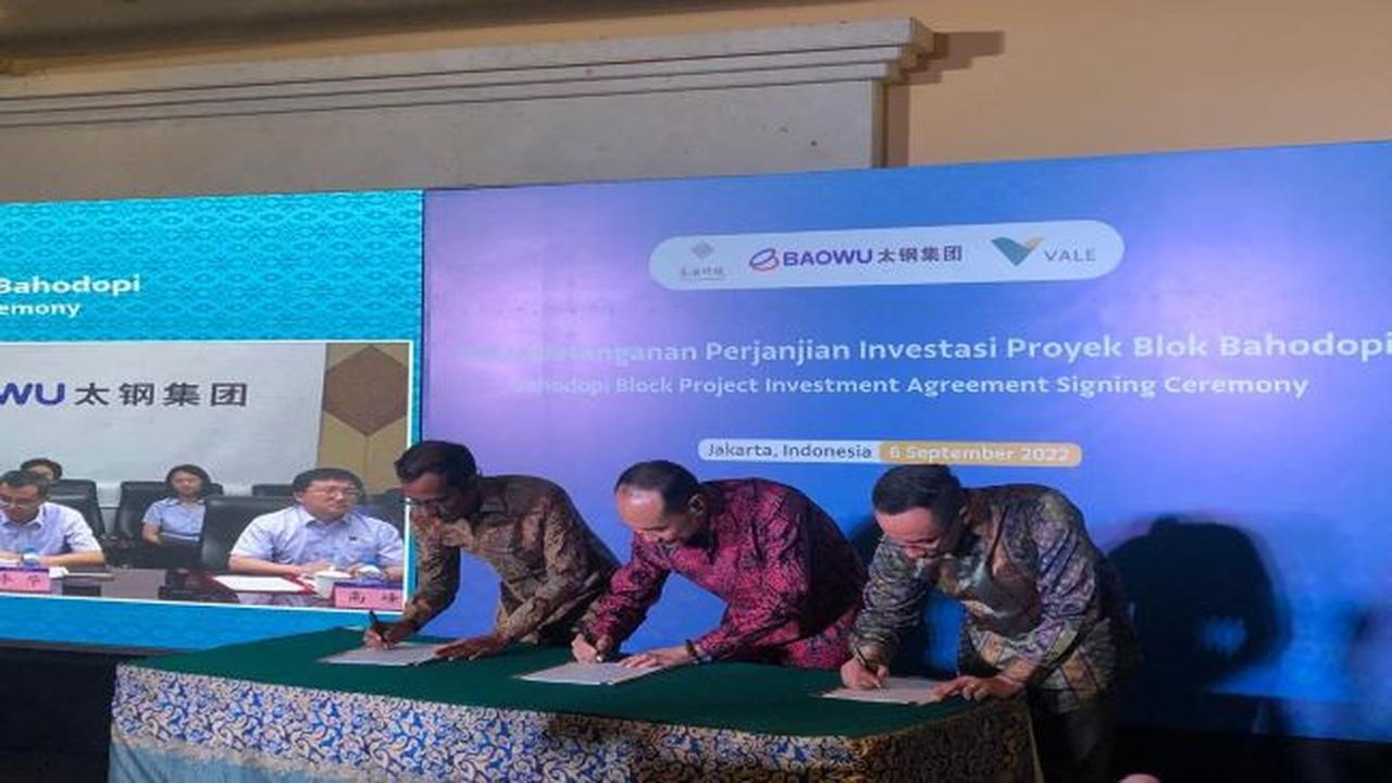 Penandatanganan perjanjian investasi proyek Blok Bahodopi, Selasa (6/9/2022) (Foto: Liputan6.com/Pipit I.R)