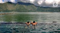 Wisatawan menikmati pemandangan sambil&nbsp;berendam di kolam air panas Toya Devasya yang terletak di pinggir Danau Batur, Kintamani, Bangli, Bali, Rabu (04/03/20222). Kunjungan wisatawan domestik (Wisdom) ke Pulau Bali saat libur Lebaran 2022 terus meningkat. Per hari kedatangan wisdom rata-rata 40 ribu, dibandingkan sebelum lebaran berkisar 20 ribu per hari.(merdeka.com/Arie Basuki)