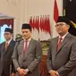 Wakil Menteri Pertanian (Wamentan) Sudaryono (Kanan) usai menghadiri acara pelantikan di Istana Kepresidenan Jakarta, Kamis (18/7/2024). (Liputan6.com/Lizsa Egeham)