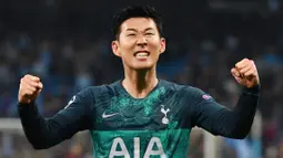 2. Son Heung-Min (Tottenham Hotspur) - Pemain Korea Selatan ini menyumbang dua gol saat mendepak Manchester City dari Liga Champions. Son juga memecahkan rekor sebagai pemain Asia paling banyak mencetak gol di Liga Champions. (AFP/Anthony Devlin)