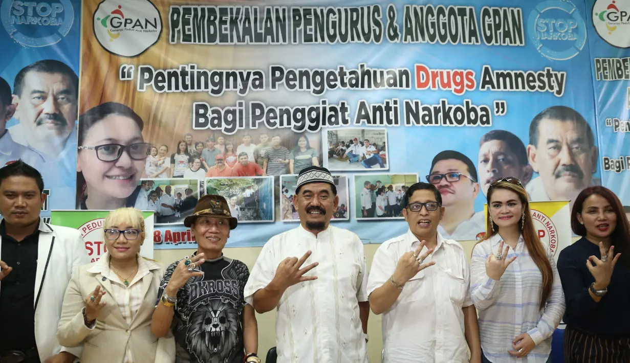 Tessy hadir dalam acara terkait narkoba yang diselenggarakan oleh Generasi Peduli Anti Narkoba (GPAN) di kawasan Cawang, Jakarta Timur, Jumat (23/2/2018). (Nurwahyunan/Bintang.com)