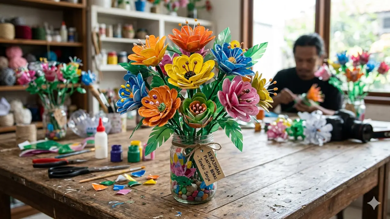 Barang dari Gelas Plastik Bekas Minuman (Foto: Gemini AI)