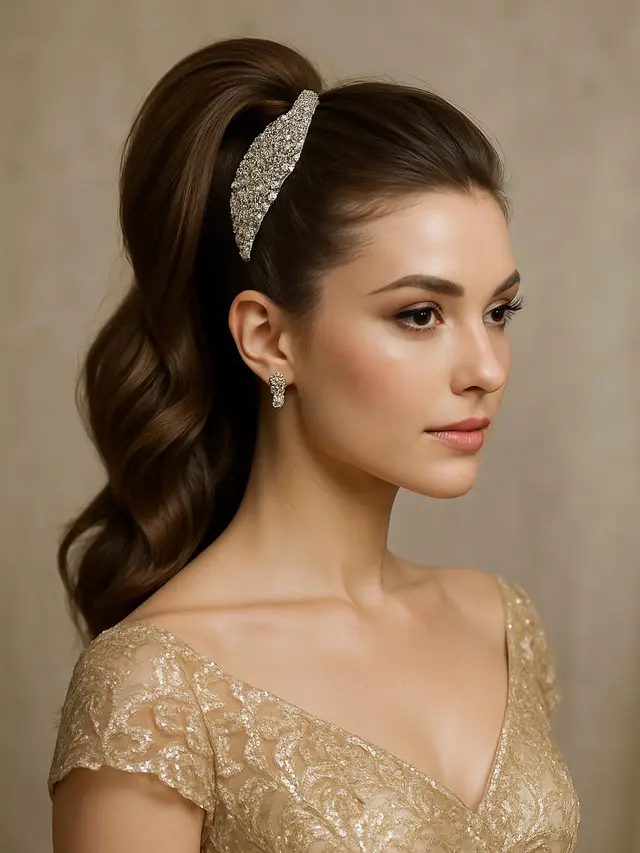 Model Rambut dengan Headpiece untuk Pesta