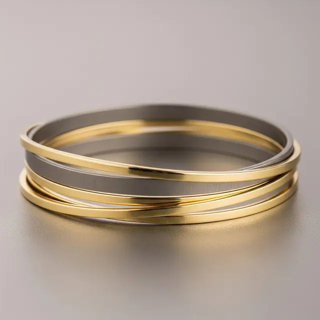 9 Model Gelang Emas Kombinasi Titanium Ringan Anti Karat, Modern Tahan Lama