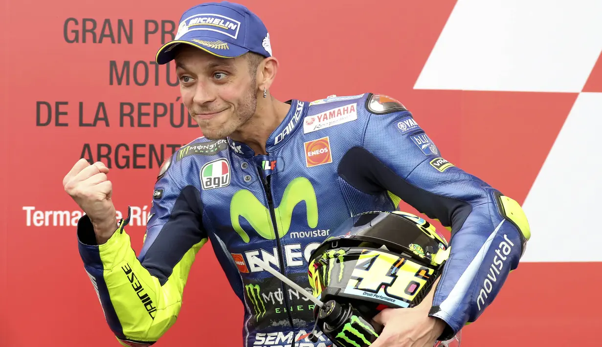 Pembalap asal Italia ini resmi berganti tim dari Monster Energy Yamaha ke Petronas Yamaha SRT. (AP/Nicolas Aguilera)