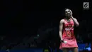 Tunggal putri India, V Sindhu Pusarla saat melawan pebulu tangkis Thailand, Pornpawee Chochuwong pada 32 besar Indonesia Open 2018, Istora GBK, Jakarta, Rabu (4/7). V Sindhu Pusarla unggul 21-15, 19-21, 21-13. (Liputan6.com/Helmi Fithriansyah)