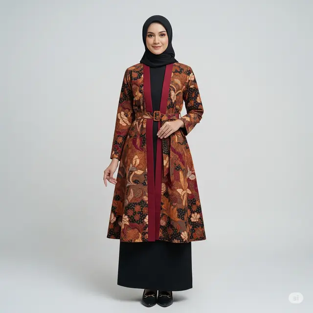 10 Model Busana Muslim Batik Kombinasi Polos yang Elegan dan Modern