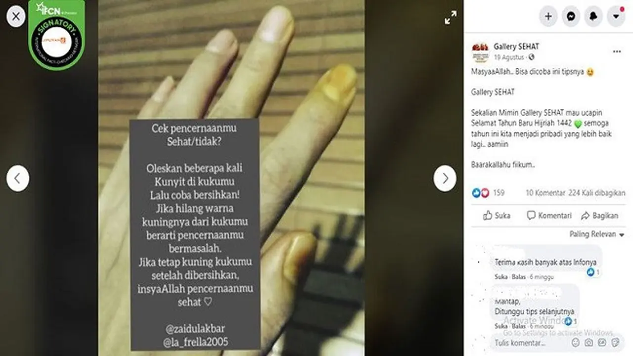 Gambar Tangkapan Layar Foto Kuku Dioleskan Kunyit