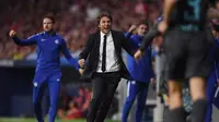 Antonio Conte merayakan gol yang dicetak Chelsea ke gawang Atletico Madrid pada Matchday-2 Liga Champions. (doc. Chelsea FC)
