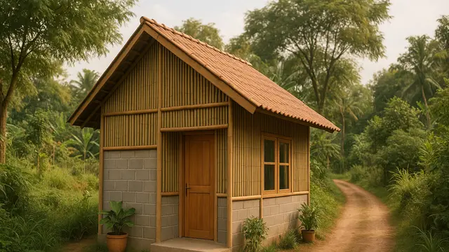 Model Rumah Kecil Tapi Cantik 3x6 Meter dari Bambu dan Batako