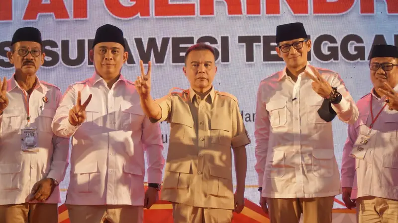 Ketua Harian Partai Gerindra Sufmi Dasco Ahmad dan Wakil Ketua Dewan Pembina Partai Gerindra Sandiaga Uno menghadiri Rapat Koordinasi Daerah (Rakorda) Partai Gerindra Sulawesi Tenggara (Sultra), Jumat (24/2/2023).