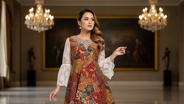 Tunik Brokat Batik Asimetris