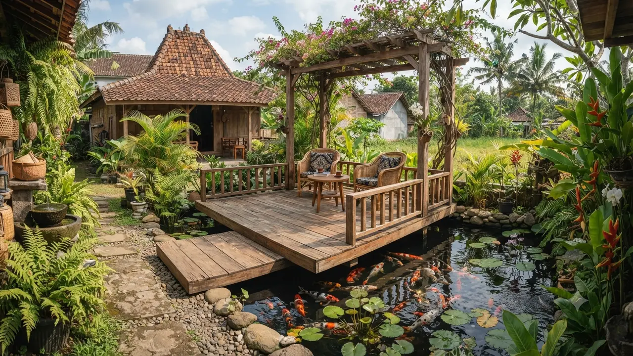 Model Dek Kayu Mini di Atas Kolam, Solusi Cantik untuk Ruang Santai Outdoor