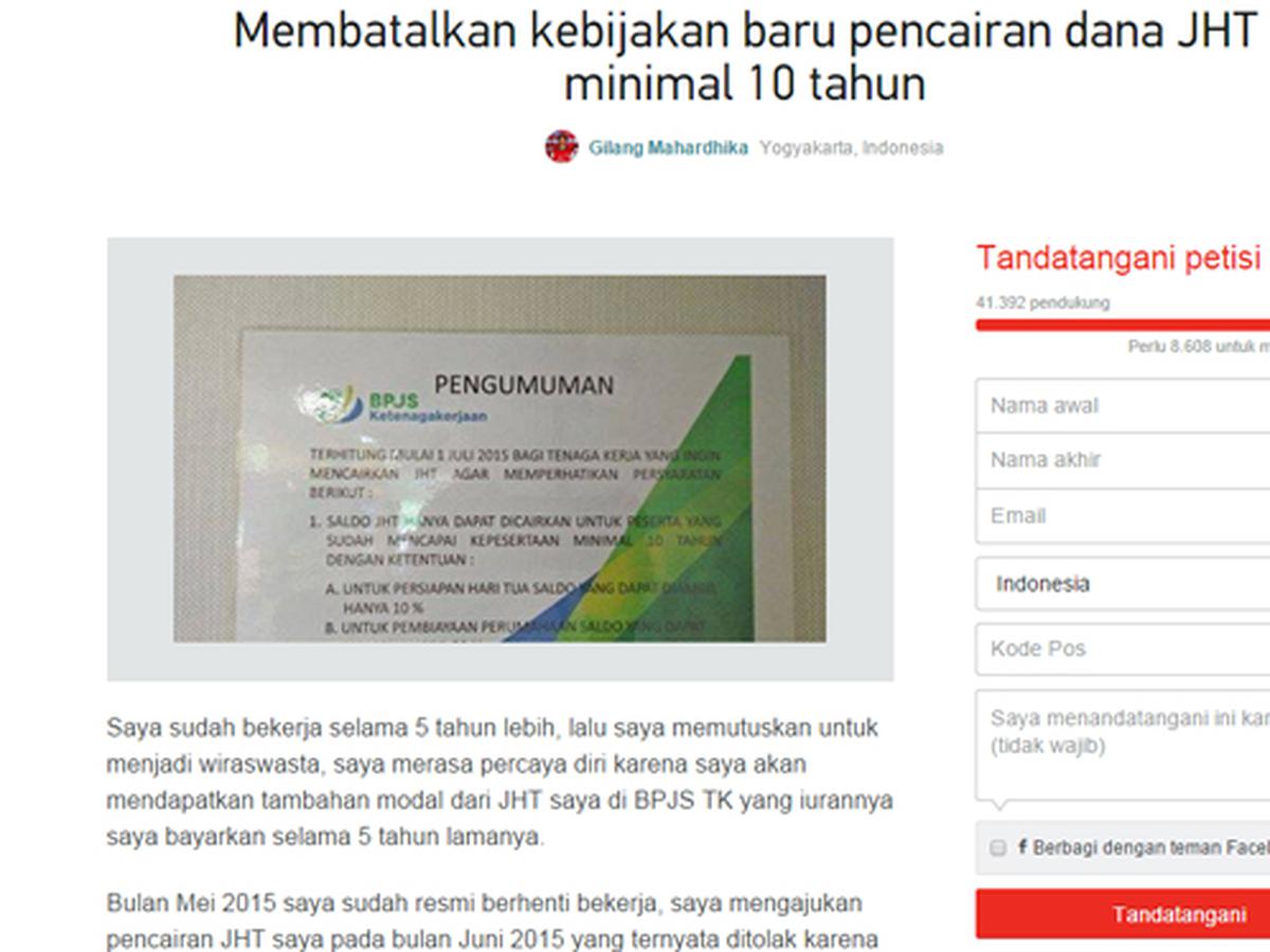35 Ribu Orang Teken Petisi Minta JHT Cair Usia 56 Tahun ...