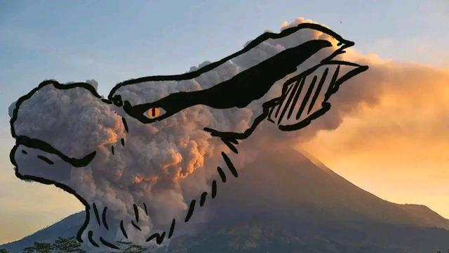 Lukisan Kartun Awan Panas Merapi