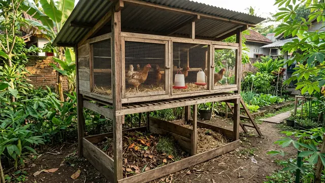 Desain Kandang Ayam dan Area Kompos dalam Satu Lahan (AI Generated)