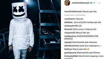 'Masuk Pak Eko', kini tengah menjadi tren di Indonesia. Marshmello dalam Instagram miliknya menuliskan kata-kata tersebut.