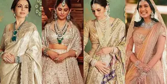 Lihat di sini beberapa potret glamor tampilan sari mewah keluarga crazy rich India, Ambani.