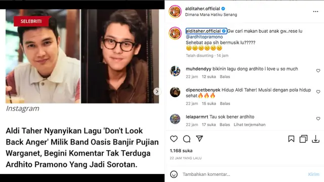 Aldi Taher Balas Sindiran Ardhito Pramono yang Komentari Soal Aksinya Nanyi Lagu Oasis: Gue Cari Makan Buat Anak Gue