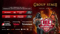 Putaran kedua IEL University Super Series 2021 fase Grup A, Kamis (4/2/2021) pukul 17.00 WIB dapat disaksikan melalui platform Vidio, laman Bola.com, dan Bola.net. (Dok. Vidio)
