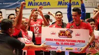 Jakarta Pertamina Energi menjadi juara putaran I Proliga 2018 setelah menang telak 3-0 (28-25, 25-21, 25-23) atas Palembang Bank Sumsel , di GOR Tri Dharma, Gresik, Jumat (2/2/2018). (Bola.com/Aditya Wany)