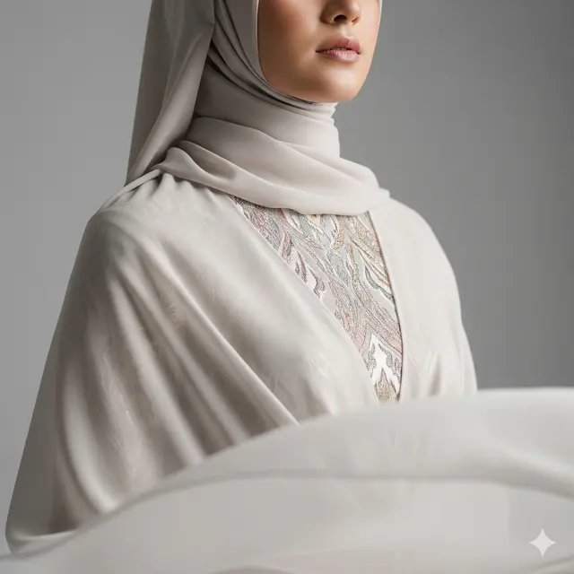 Dress Panjang Chiffon Flowy Kombinasi Brokat Muslim