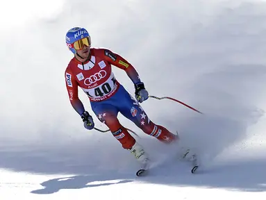 Penampilan peski AS, Jared Goldberg, pada Kejuaraan Dunia FIS di Gunung Beaver Creek, AS, Rabu (2/12/2015). (Reuters/Michael Madrid)